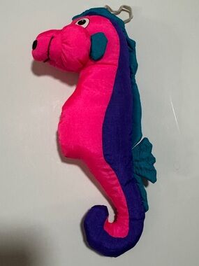 Vintage 1990s Cloud 9 Neon Seahorse Plush Pink Purple Teal Nylon Rare